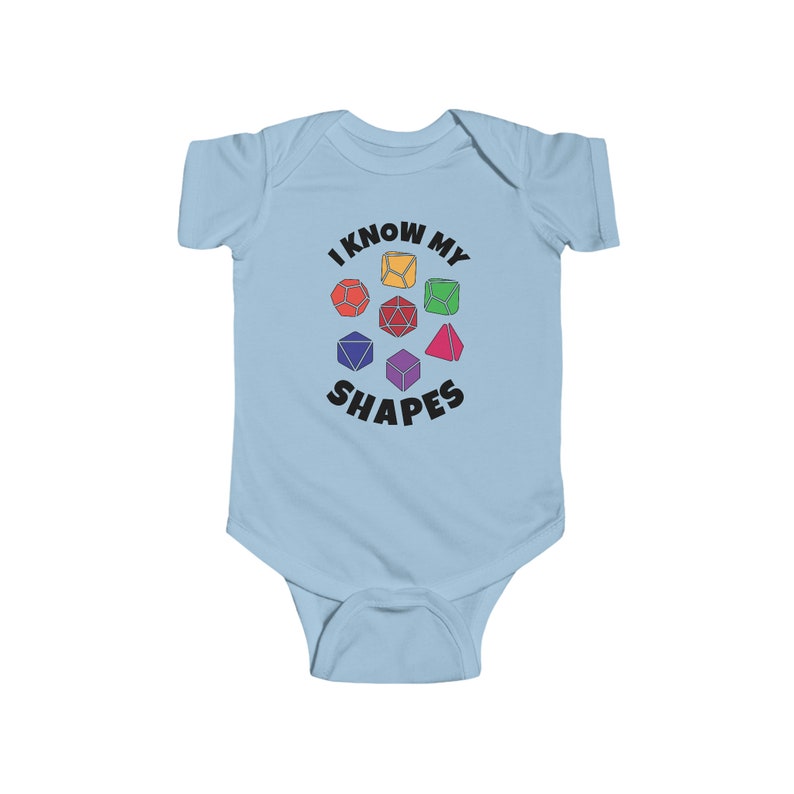 DnD Baby I Know my Shapes Bodysuit, Dungeons & Dragons Baby Clothes, DnD Baby Shower Gift, DnD Onesie Blue