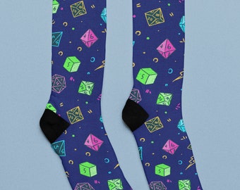DnD Socks with Retro Dice Pattern | Dungeons and Dragons Gift | D&D Socks