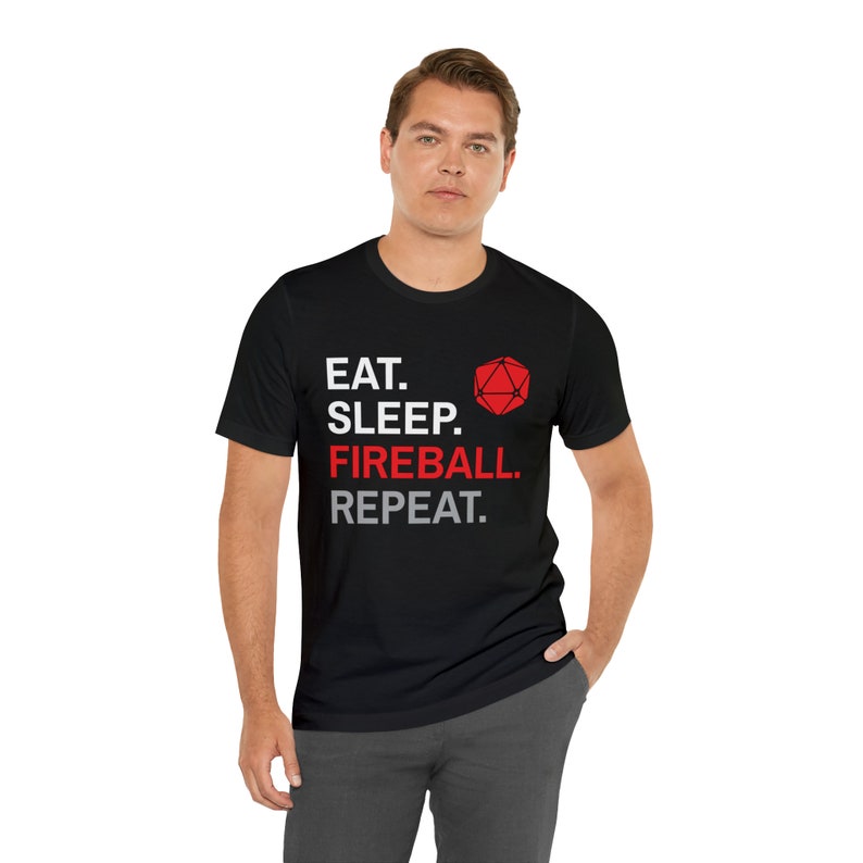 Koszulka DnD Wizard & Sorcerer | Eat Sleep Fireball Repeat | Dungeons and Dragons zdjęcie 4