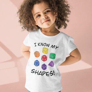 DnD Toddler Shirt | I know my shapes! | Dungeons and Dragons Polyhedral Dice Kids Shirt