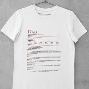 DnD Dad Shirt, Dad Stat Block Tshirt, Dungeons & Dragons Dad Gift, DnD Father's Day Tshirt