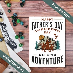 DnD Father&#39;s Day Card DIGITAL | Instant Download File Dungeons and Dragons Greeting Card