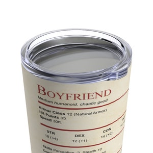 DnD Boyfriend Stat Block Tumbler | Dungeons and Dragons Boyfriend Gift | D&D Tumbler