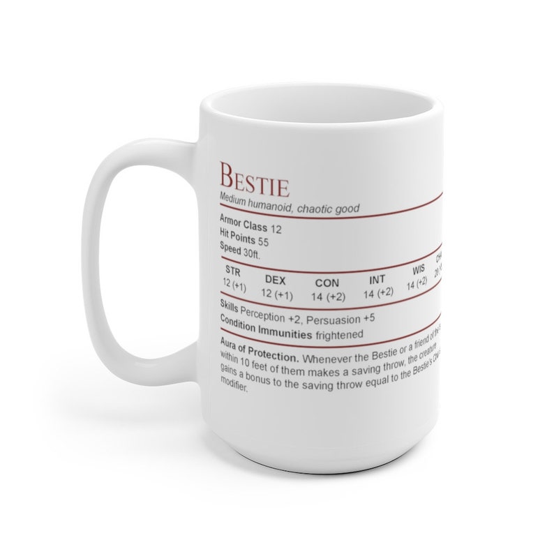 D&D Best Friend Bestie Stat Block Mug image 2