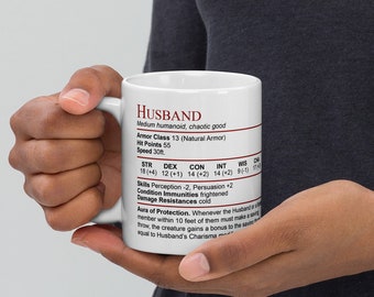 DnD Husband Stat Block Mug |  D&D Husband Gift | Dungeons and Dragons Wedding Gift