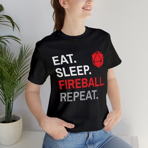 Koszulka DnD Wizard & Sorcerer | Eat Sleep Fireball Repeat | Dungeons and Dragons zdjęcie 5