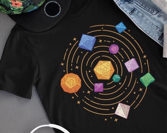 Kids D&D Shirt Space Dice DnD Polyhedral Dice Solar System T-shirt