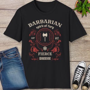 Barbarian DnD Shirt - Vintage Label Style Dungeons & Dragons T-Shirt