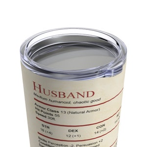 DnD Husband Stat Block 20 oz Tumbler | Dungeons and Dragons Husband Gift | D&D Wedding Anniversary Gift