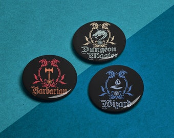 D&D Class Pin Buttons ALL CLASSES | Dungeons and Dragons Pin