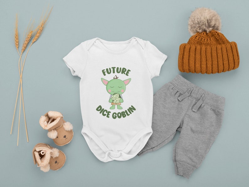 DnD Baby Bodysuit, Future Dice Goblin, Dungeons & Dragons Baby Clothes, DnD Baby Gift image 1