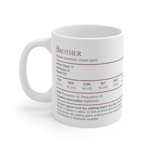 D&D Brother Stat Block Mug Gift