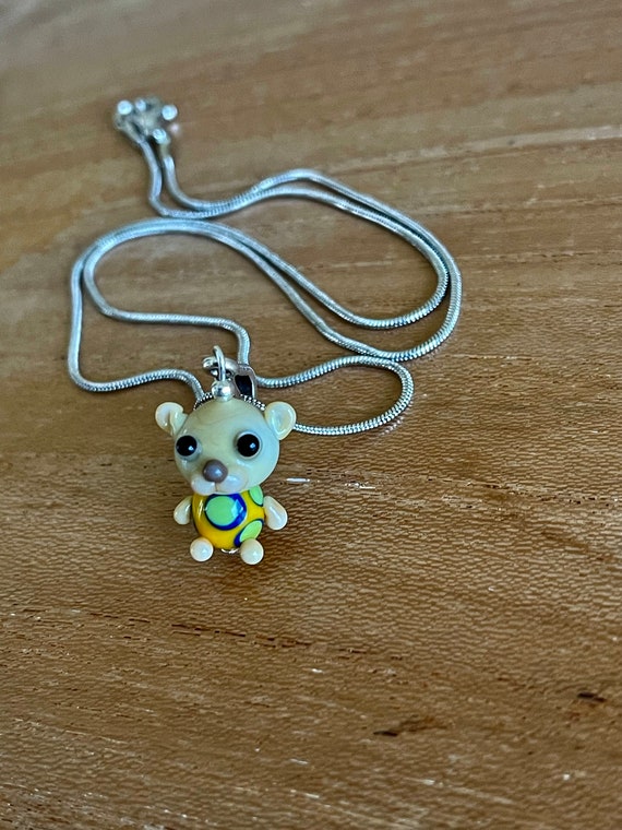 Glass Lampwork Handmade Puppy Necklace