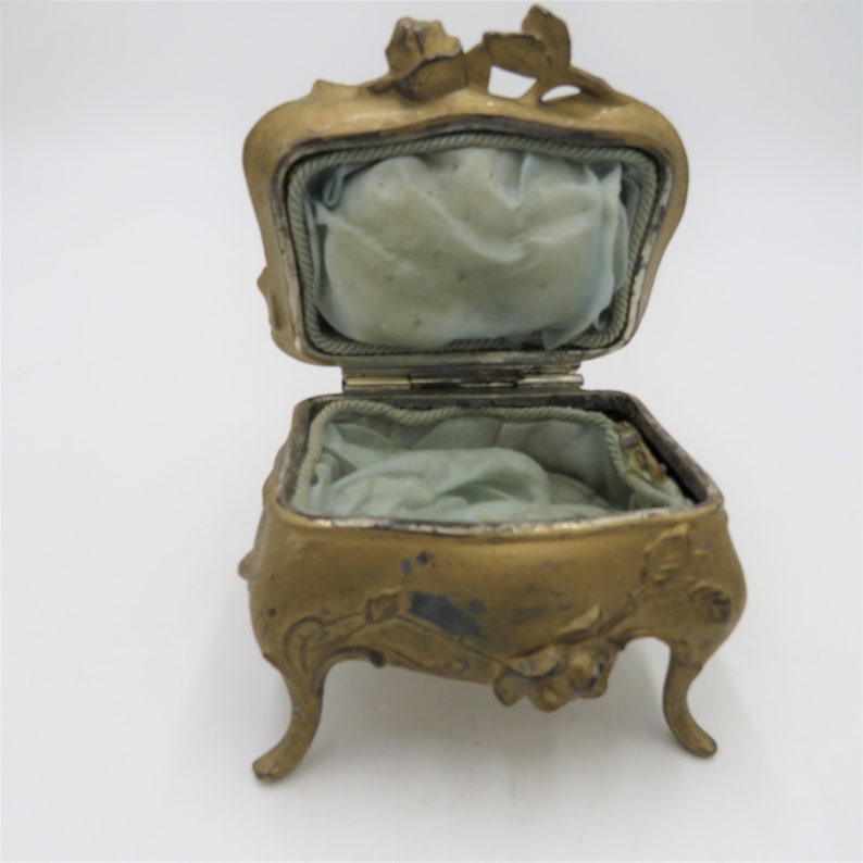 Victorian Jewelry Coffin Small Box Trinket Box Art Nouveau Engraved Eunice 1910