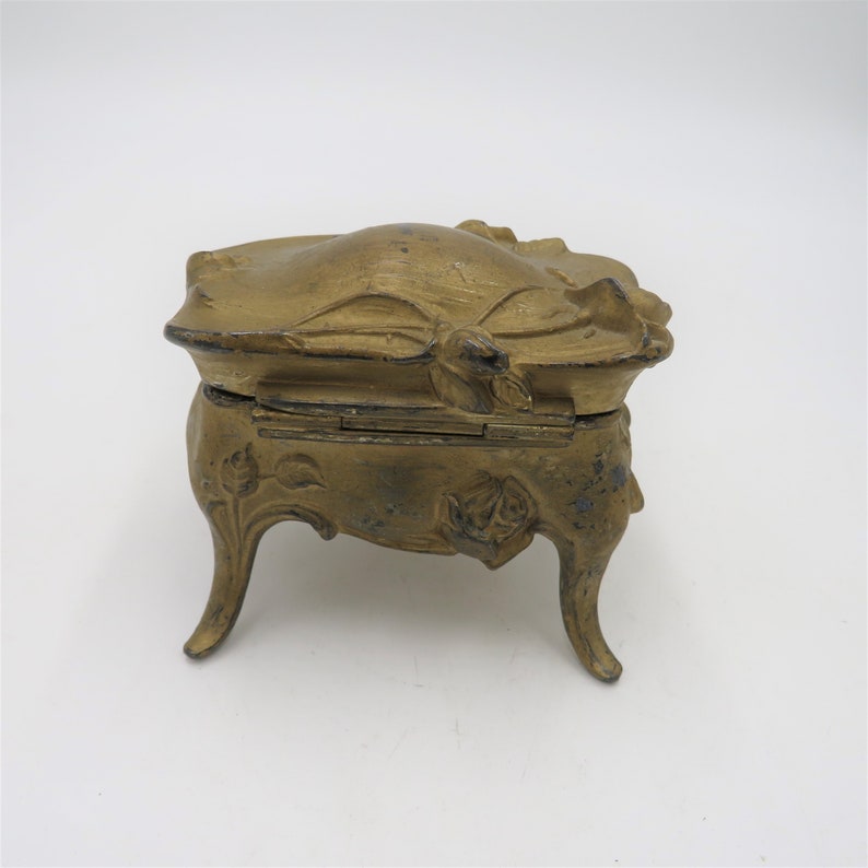 Victorian Jewelry Coffin Small Box Trinket Box Art Nouveau Engraved Eunice 1910