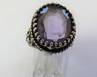 Betsy Stoinoff Steampunk Style Ring - Amethyst in Sterling Silver Size 6