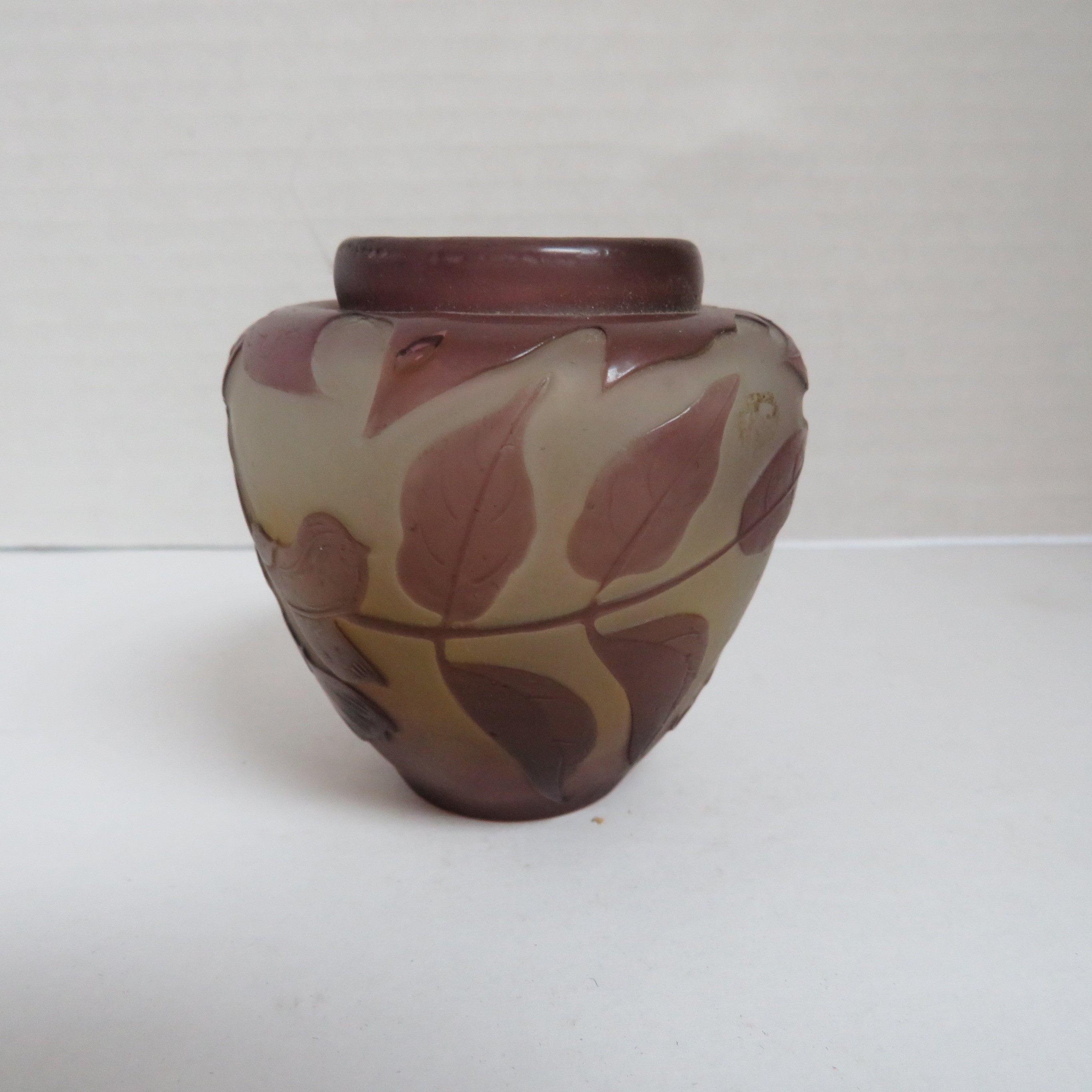 Vintage Galle Cabinet Cameo Glass Vase 2.5"