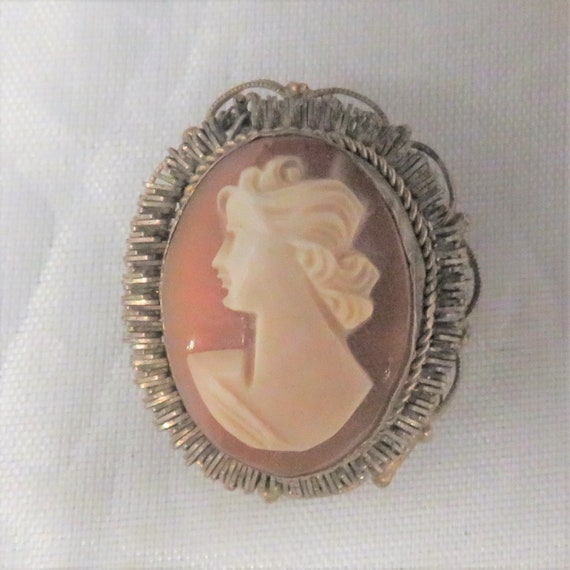 Antique Shell Carved Cameo Brooch / Pendant - image 1