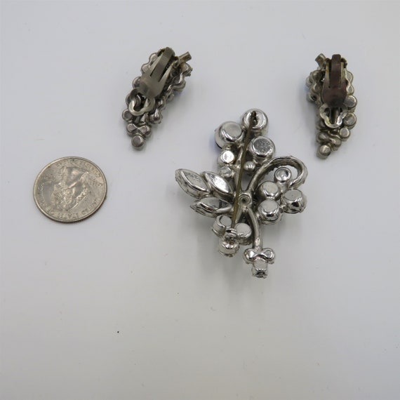 Vintage Rhinestone Brooch and Earrings - image 2