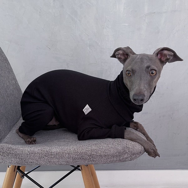 italian greyhound and whippet clothes / iggy jumpsuit / Dog Sweater / dog clothes / ropa para galgo italiano y whippet/ BLACK JUMPSUIT