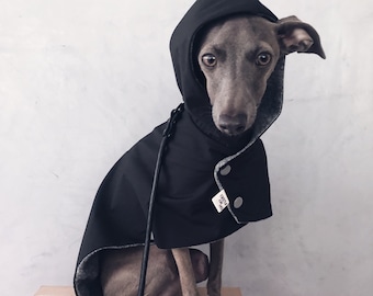 iggy and whippet raincoat / waterproof and windproof coat / iggy raincoat / iggy clothes / ropa para golo italiano y whippet / BLACK