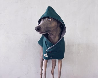 iggy and whippet raincoat / waterproof and windproof coat / iggy raincoat / iggy clothes / ropa para golo italiano y whippet / BOTTLE GREEN