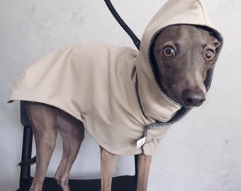 iggy and whippet raincoat / waterproof and windproof coat / iggy raincoat / iggy clothes / clothes for Italian greyhound and whippet / SAND