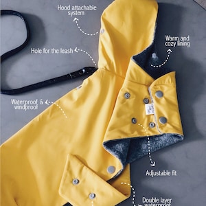 iggy and whippet raincoat / waterproof and windproof coat / iggy raincoat / iggy clothes / ropa para golo italiano y whippet / YELLOW image 6