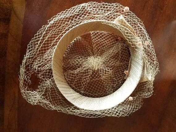 Hat Vintage Bow Bronze Peach Formal Netting Hat D… - image 7