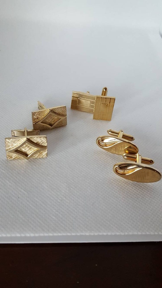 Men's Cuff Links 3 pairs Gold Tone Men's Cuff Link