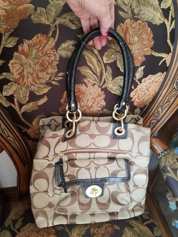 Vintage Large Coach Brown With Dark Brown Almost … - image 1