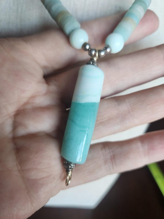 Amazonite Statement Necklace With Large Stone Dro… - image 5