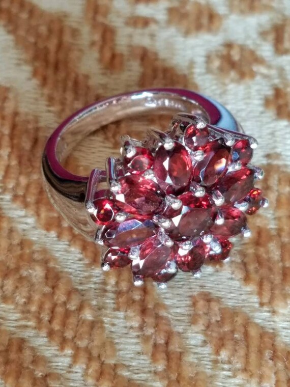 Garnet Ring Vintage Large Cranberry Orange Genuin… - image 5