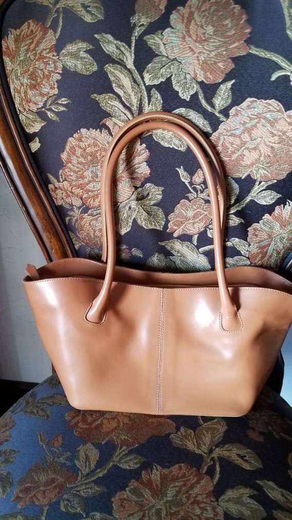 Claudia Firenze Leather Purse Bucket Bag Panel Brown Tan Pink Suede Tote  Toggle | eBay