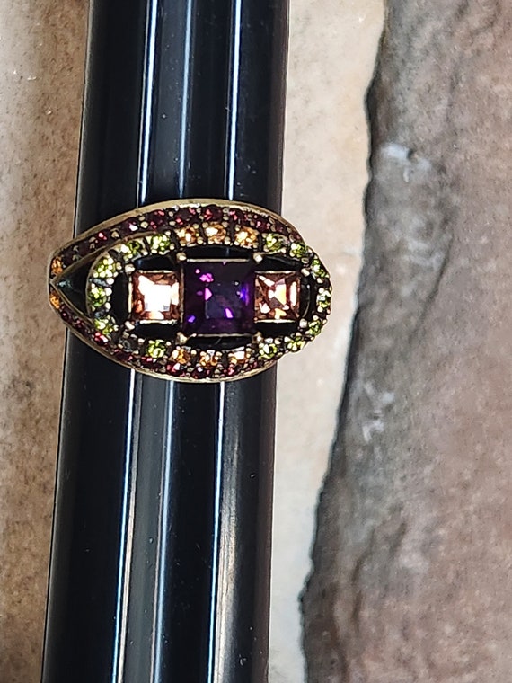 Heidi Daus Rhinestone Statement Ring Amethyst Per… - image 5
