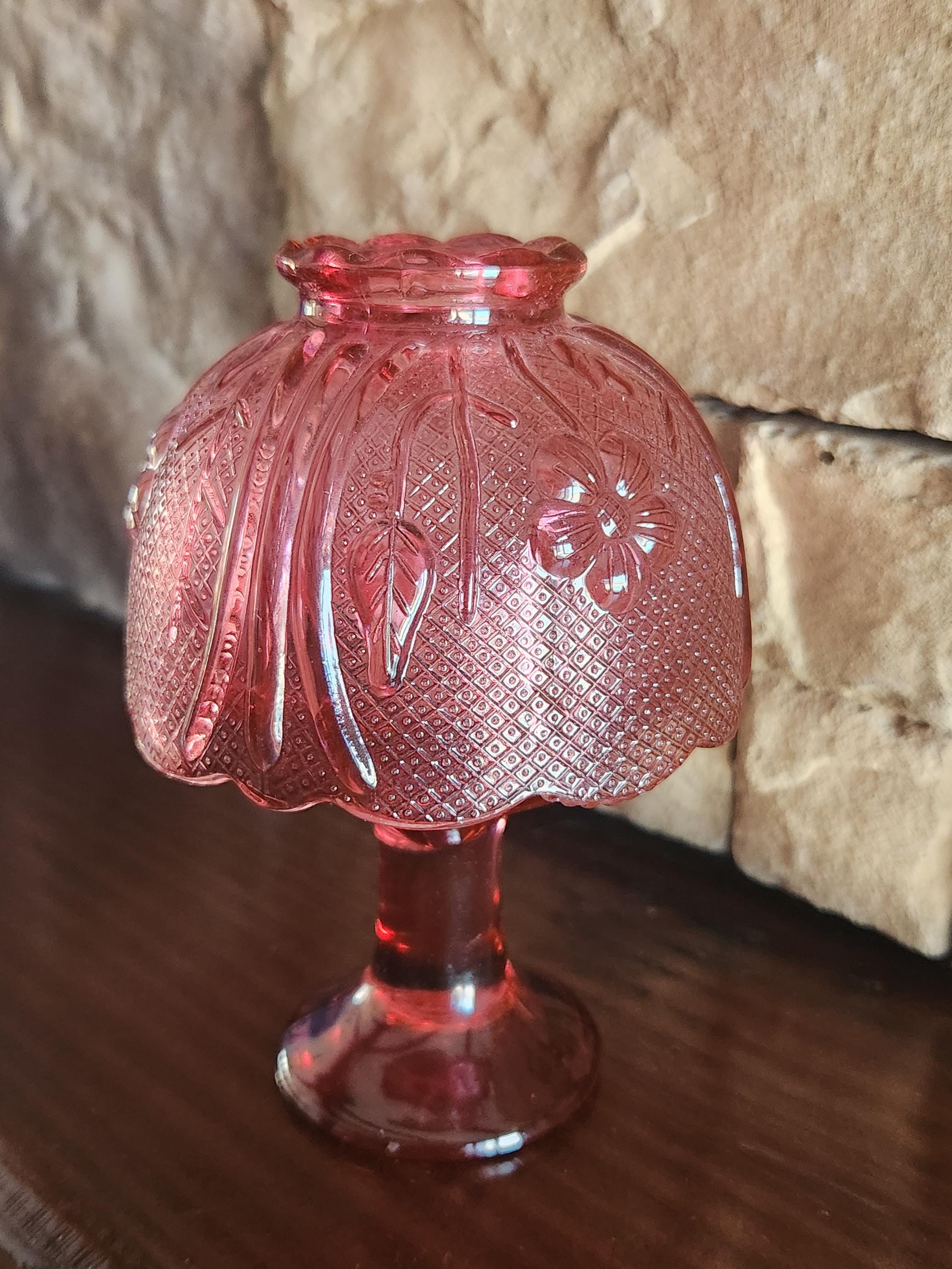 Vintage Fairy Lamp Candle Holder Cranberry Indiana Tiara Sandwich
