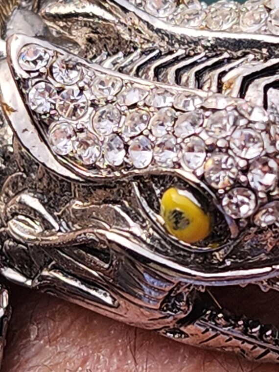 Silver Dragon Hinged Bangle With Rhinestones And … - image 15