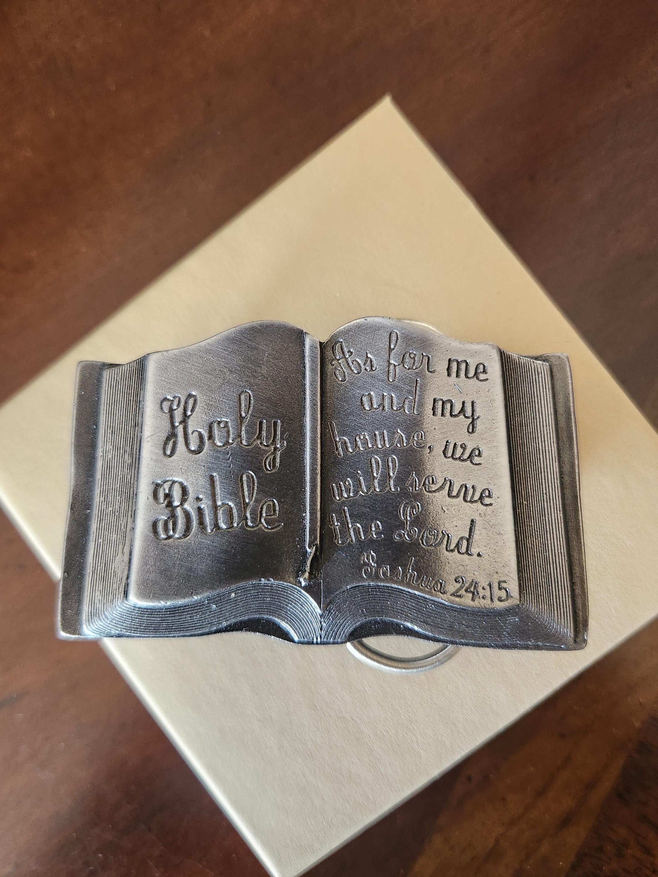Vintage Religious Belt Buckle Joshua 24:15 Siskiyou Buckle Company Signed Marked Holy Bible Verse  Buckles Women's Buckles Men's Buckle 1984