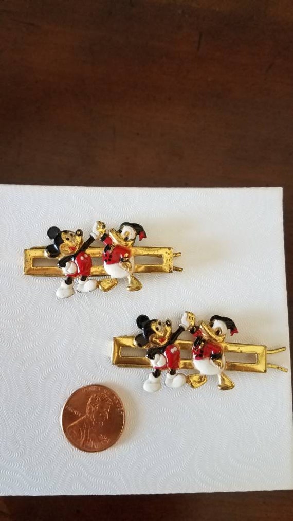 Disney Mickey Mouse And Donald Duck Antique Hair … - image 1