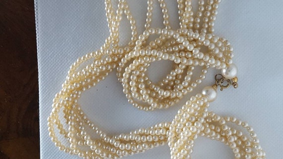 Vintage 6 Strand Cream Faux Pearls 24 Inch Neckla… - image 3