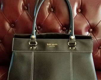 Kate Spade Large Black Leather Handbag Purse With - Etsy