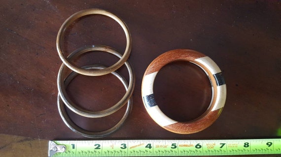 Wood Bangle Bracelets Size 62.9 And 66.1 Natural … - image 5