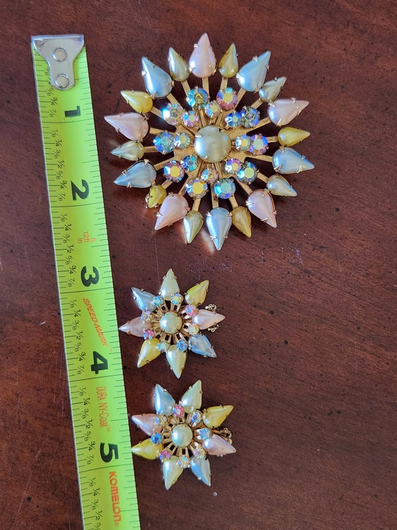 Broche Vintage Années 80 - Couronne Strass Bleus - Style Dolce Vita