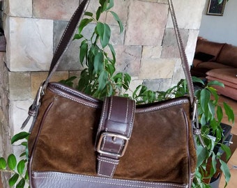 brown suede coach bag