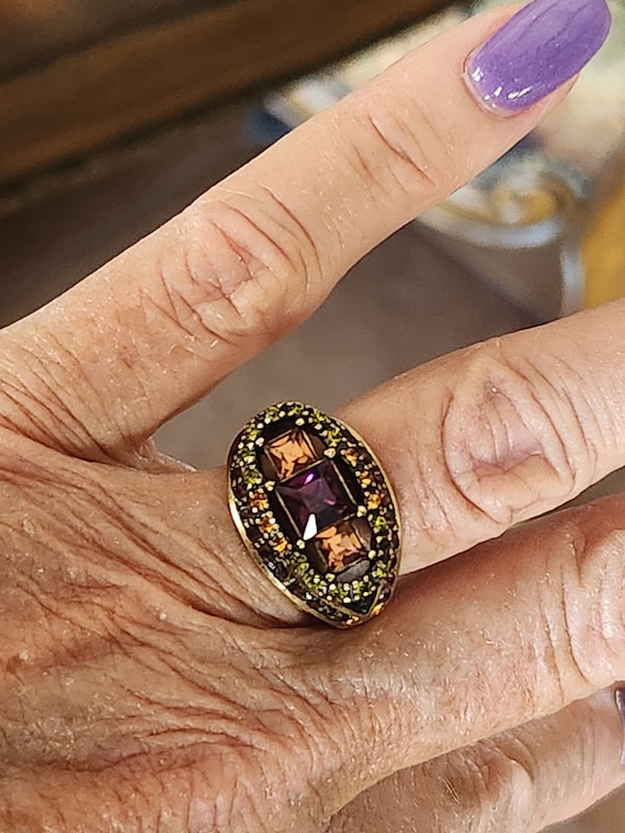 Heidi Daus Rhinestone Statement Ring Amethyst Per… - image 2