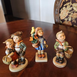Hummel Goebel 3 Collector Figurines Collection &quot;Surprise&quot; &quot;Congratulations&quot; And &quot;Village Boy&quot; 1960s 1970s Vintage