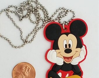 Disney Mickey Mouse Plastic Rubber Pendant on 17 Inch Ball Chain
