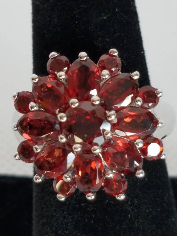 Garnet Ring Vintage Large Cranberry Orange Genuin… - image 6