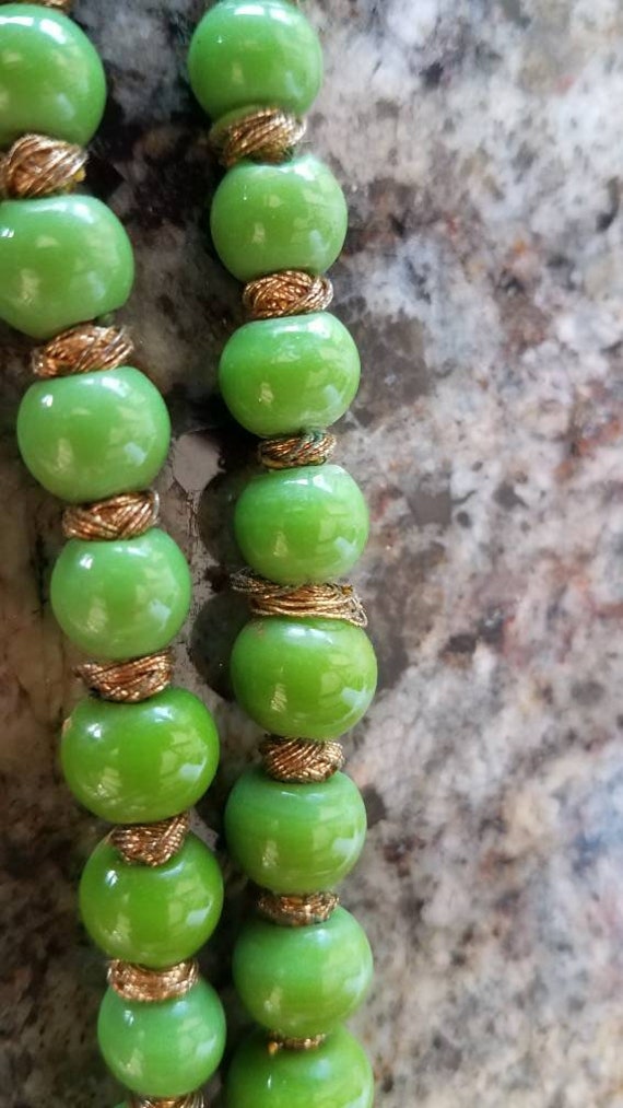 Buddah Pendant Beaded Necklace With Green Beads  … - image 6