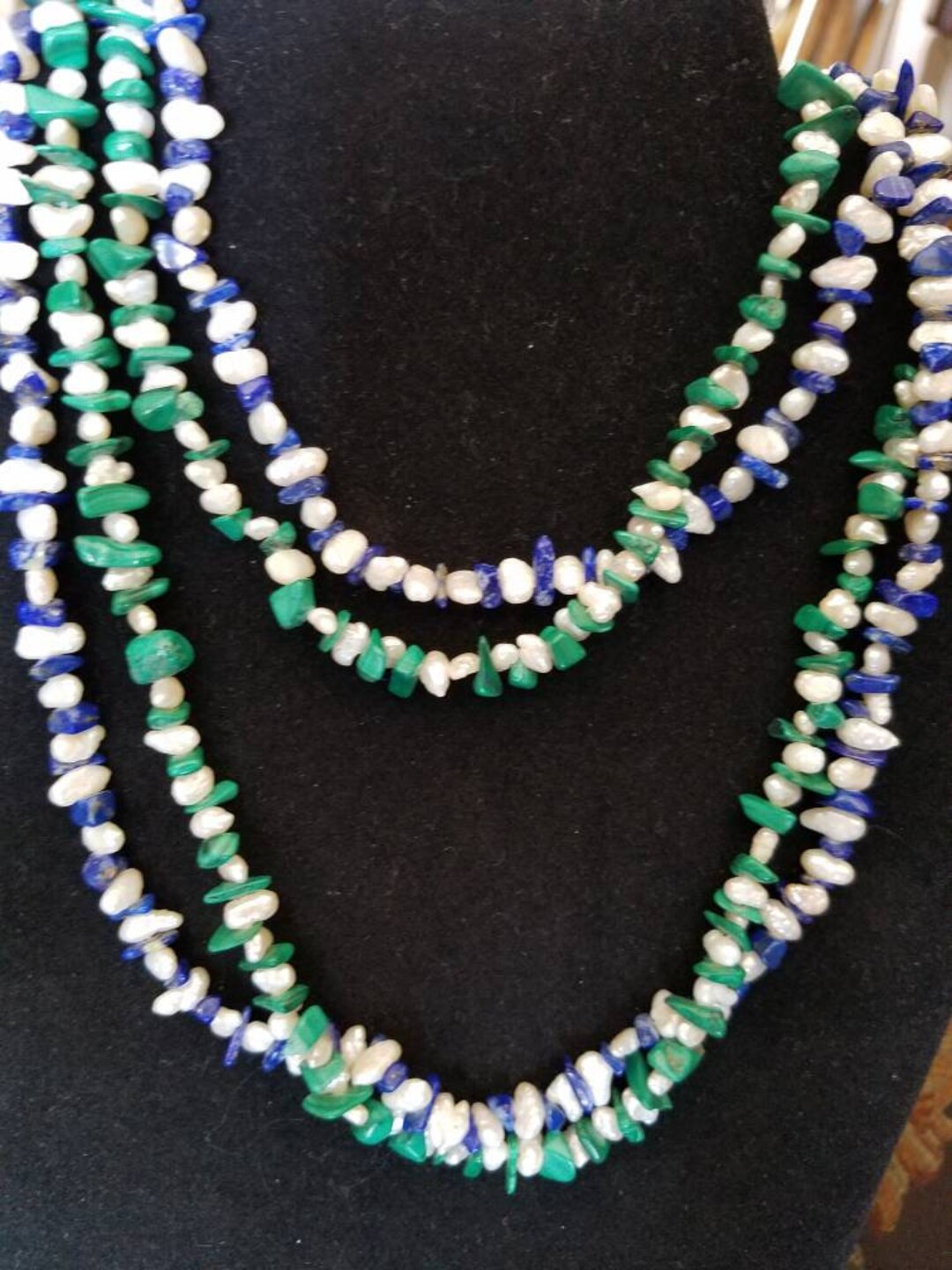 2 Vintage Pearl Beaded 30 Inch Necklaces White Machelite